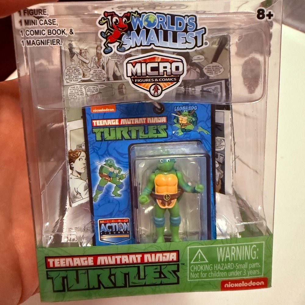World's Smallest TMNT Leonardo Micro Action Figure Kids OS Green New Miniature